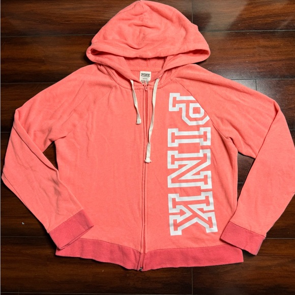 Victoria’s Secret Pink Women’s Zip Up Hoodie Size Medium Front Logo - Picture 1 of 9